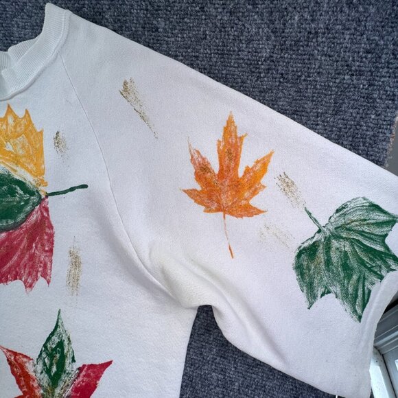 VTG Screen Stars Sweater Sweatshirt XL 90s Womens USA Made Floral Glitter - Picture 2 of 10